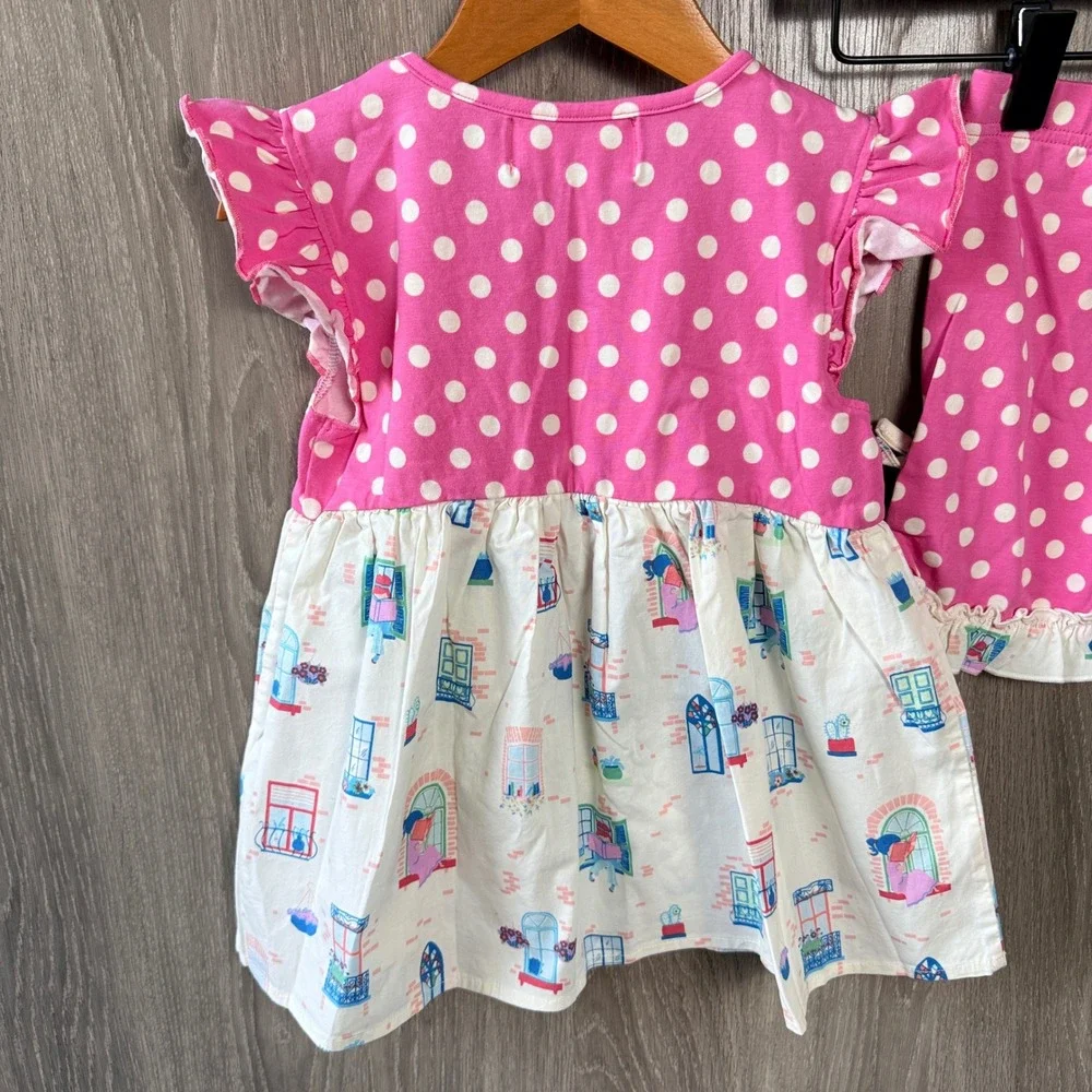 Cotton Castle Platinum Balcony Tunic Shorts Set Sz 6 Pink Polka Dot Boutique NEW